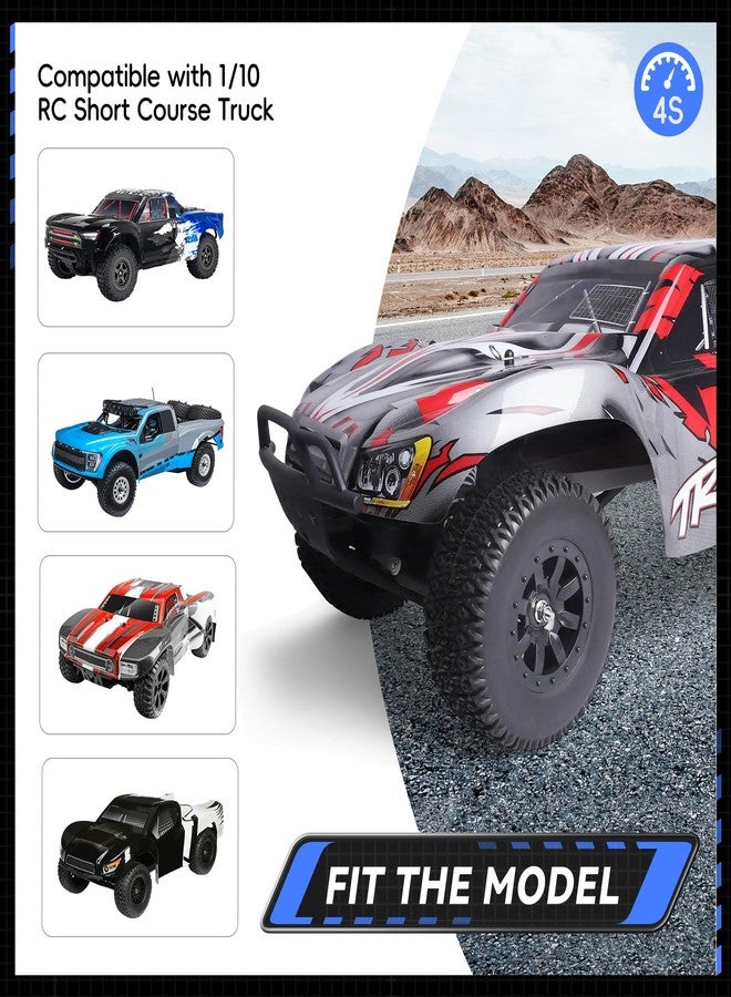 AllinRC RC Short Course Truck Tires 1/10 Scale, High-Performance Pre-glued RC Wheel Rim and Tires Set 12mm Hex with Foam Inserts for Traxxas Slash 4X4 2WD HPI VKAR Redcat HSP LRP 4PCS (Style B) - Image 5